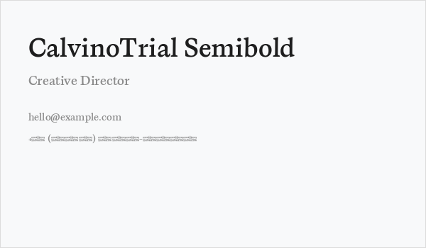 CalvinoTrial Semibold Business Card