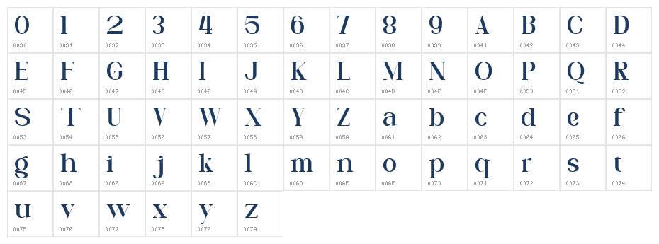 Calvoria Stelline Regular Character Map