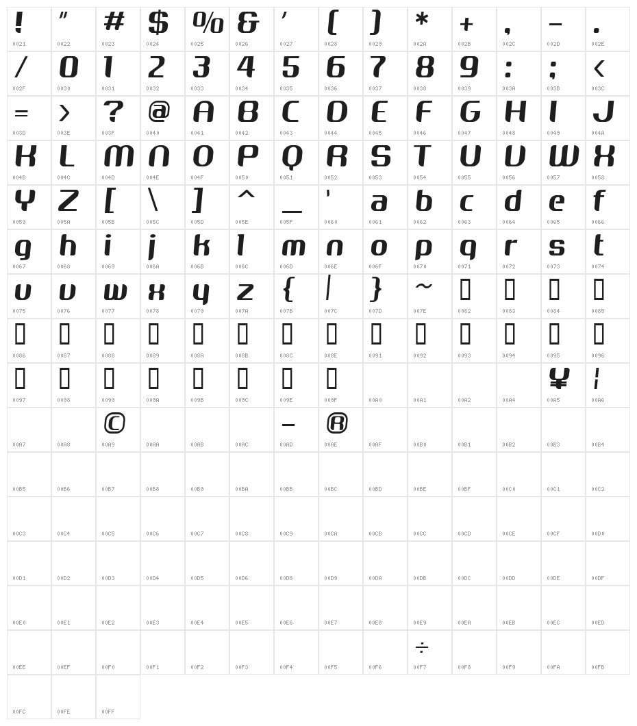 Cameliaregular Character Map