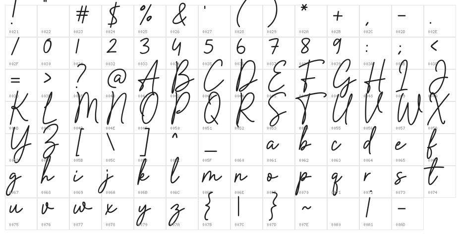 Camellia Signature DEMO! DEMO! Character Map