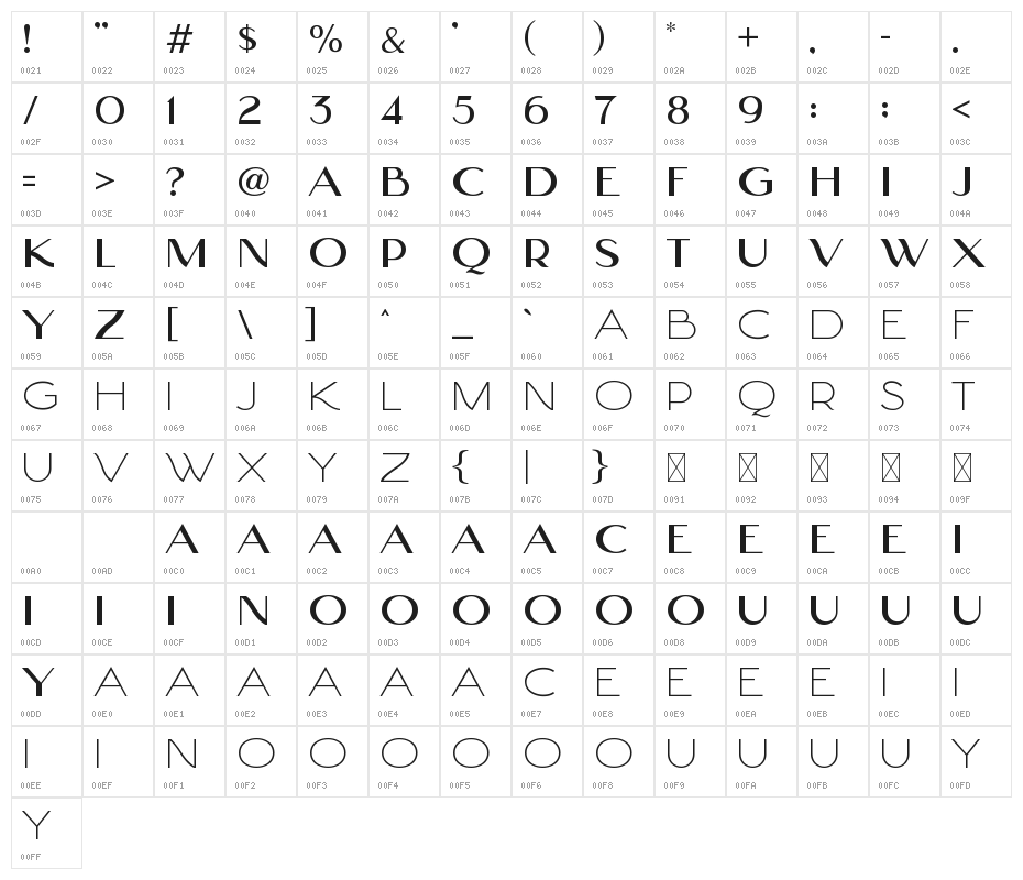 Cameo Sans DEMO Character Map