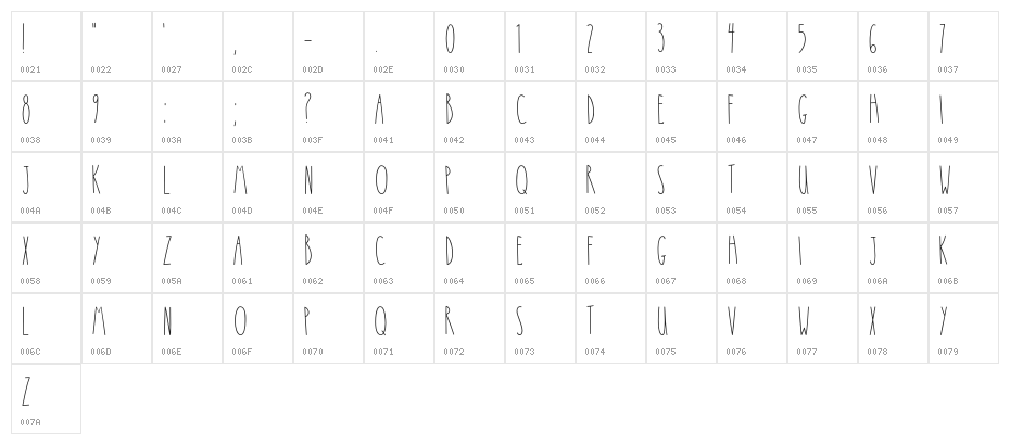 CamiRae-Regular Character Map