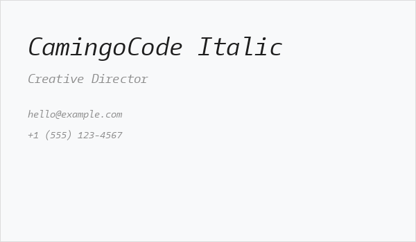 CamingoCode Italic Business Card