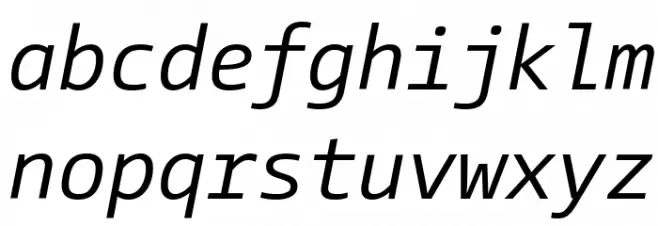 CamingoCode Italic Schriftart Kleinbuchstaben