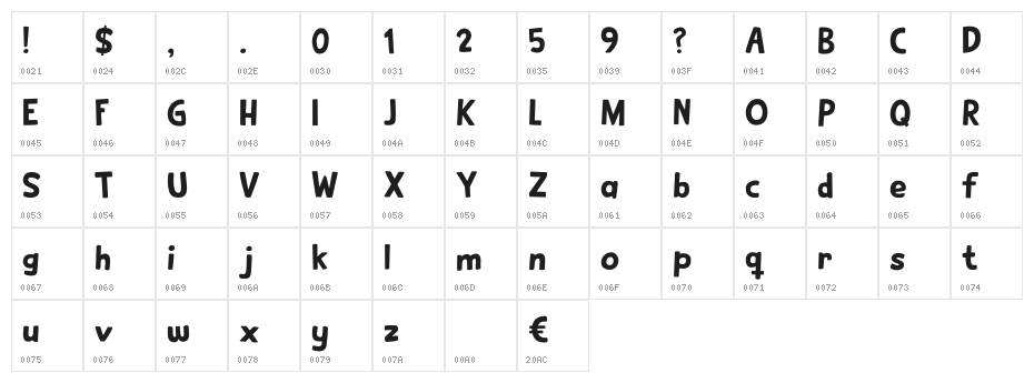 Camioneta DEMO Regular Character Map