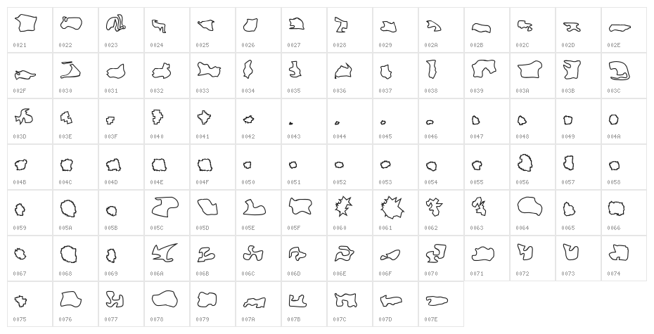 Camosport Outline Character Map