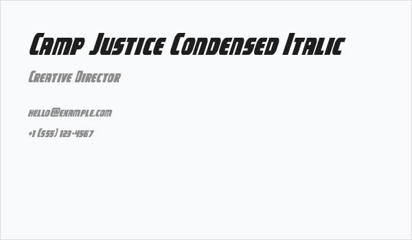 Camp Justice Condensed Italic Business Card