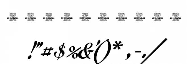 Campana Script PERSONAL USE Regular Font OTHER CHARS