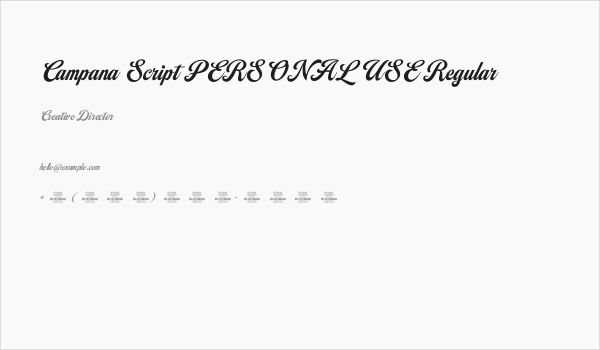 Campana Script PERSONAL USE Regular Business Card