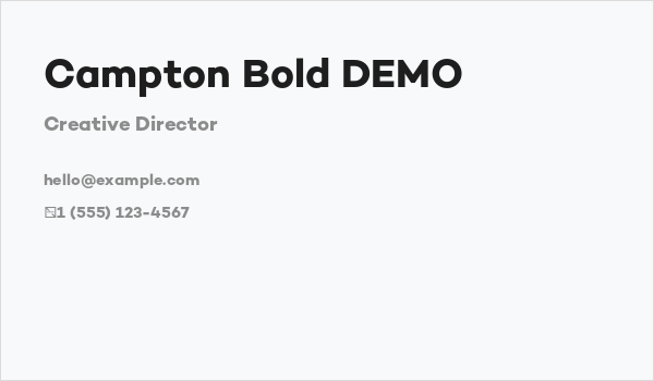 Campton Bold DEMO Business Card