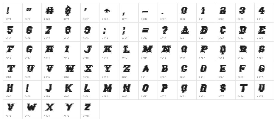 Campus A Bold Character Map
