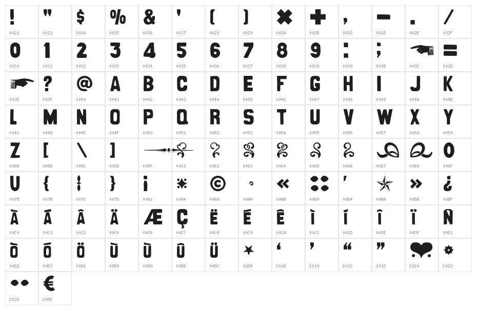 CanCandeBois-Bold Character Map