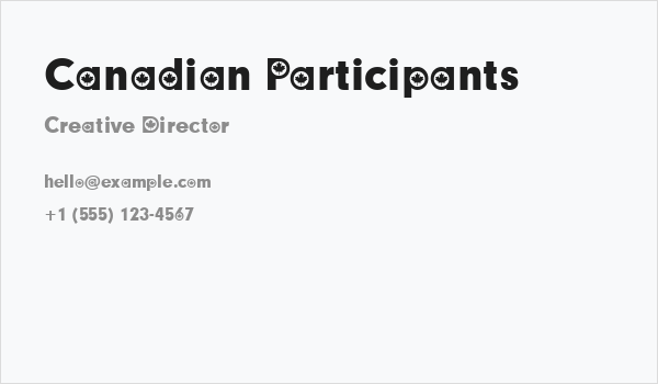 Canadian Participants Business Card