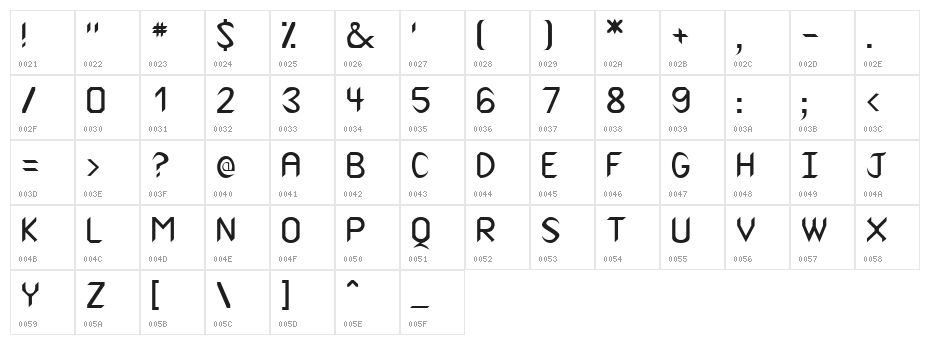Canaith Regular Character Map