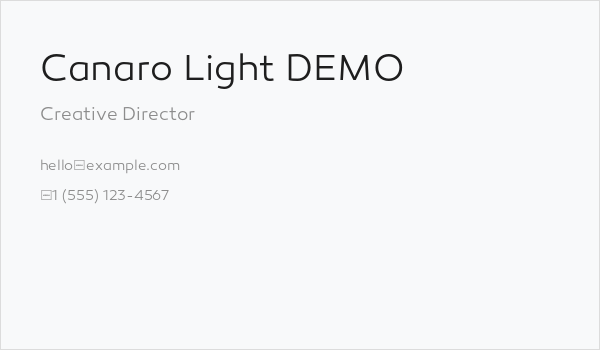 Canaro Light DEMO Business Card