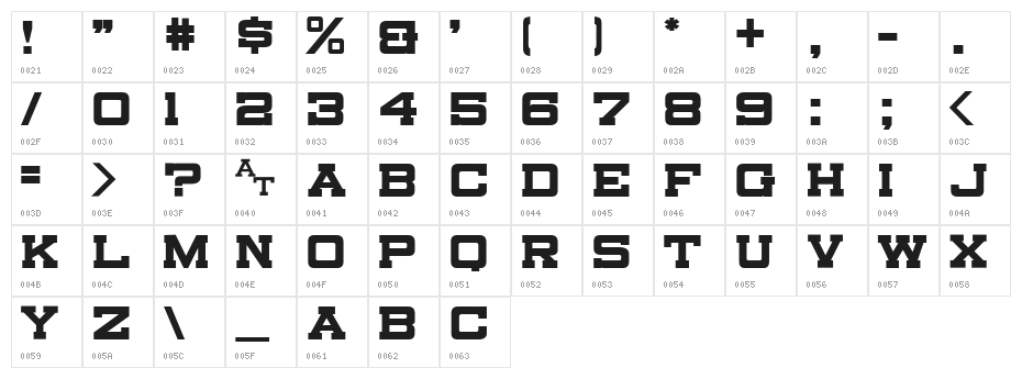 Canarsie Slab JL Character Map