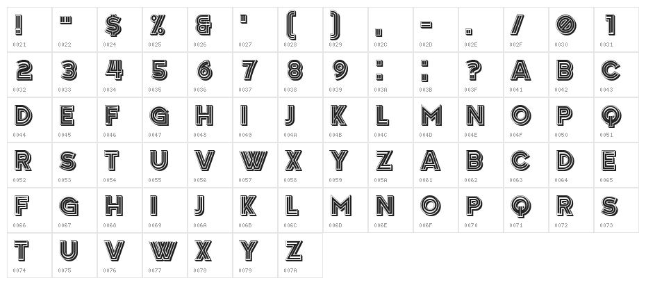Candlestick Regular Character Map
