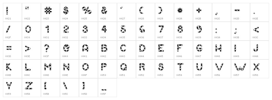 Candy Cane Match Character Map