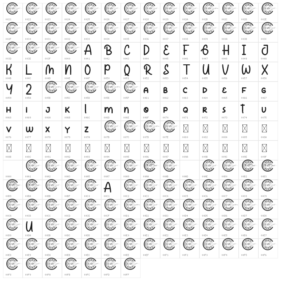 Candy Gum Demo Character Map