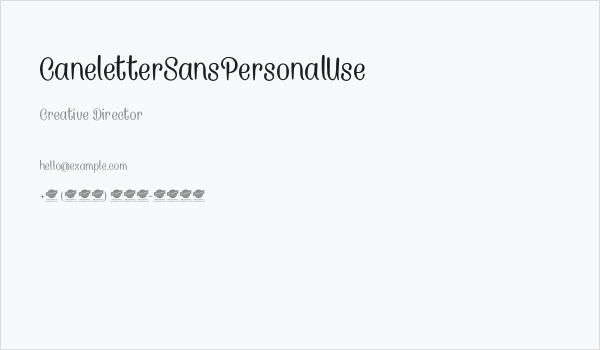 CaneletterSansPersonalUse Business Card