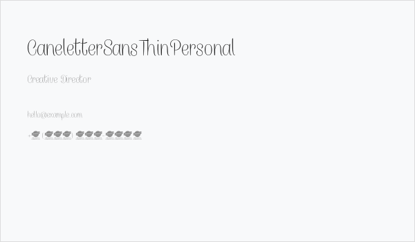 CaneletterSansThinPersonal Business Card