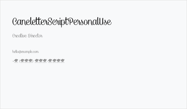 CaneletterScriptPersonalUse Business Card
