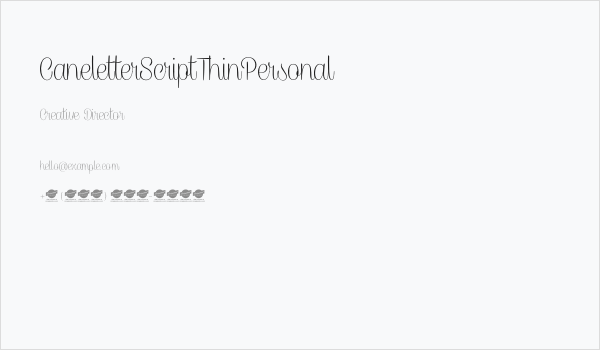 CaneletterScriptThinPersonal Business Card