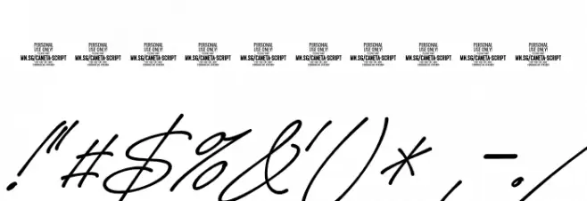 Caneta Script PERSONAL USE Regular Font OTHER CHARS
