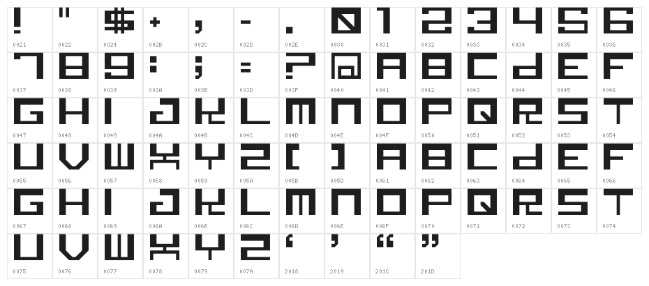 Canid Regular Character Map