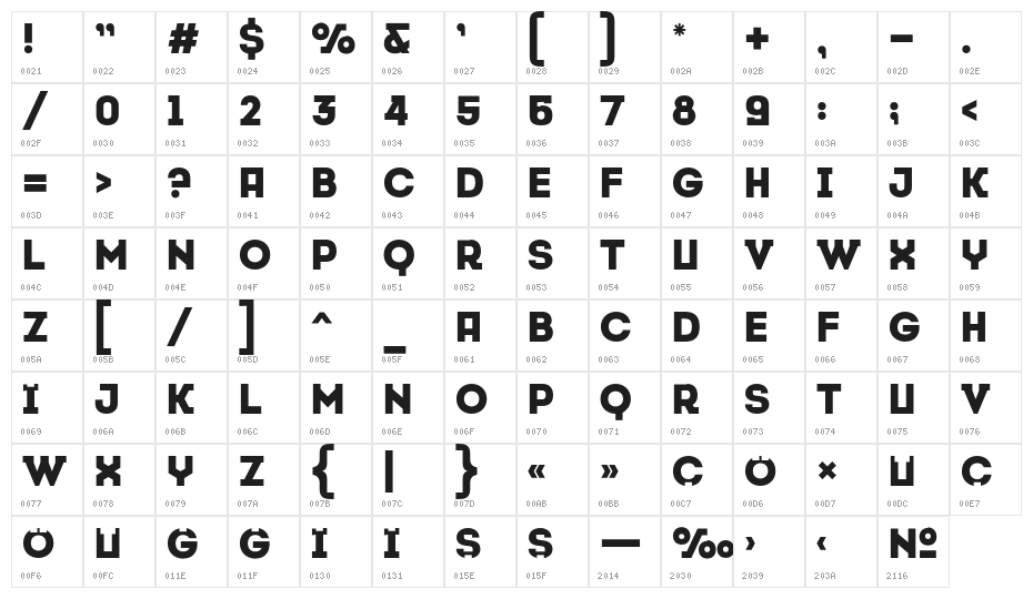 Cansiparane-Bold Character Map