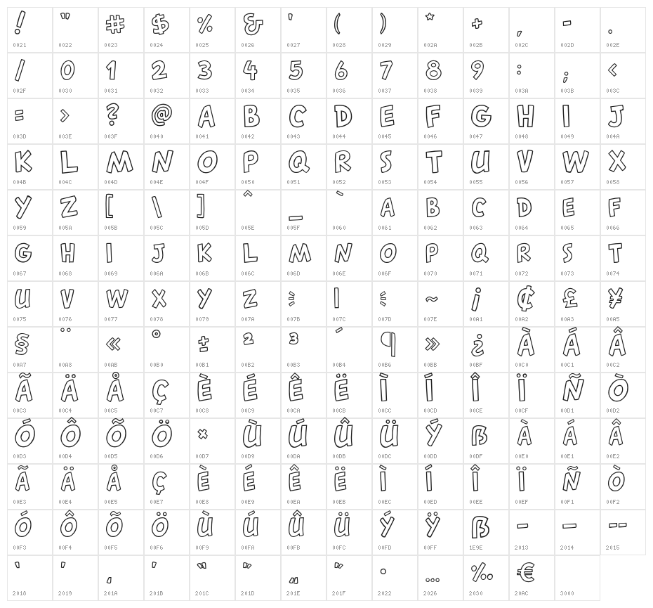 CantedFX-Regular Character Map