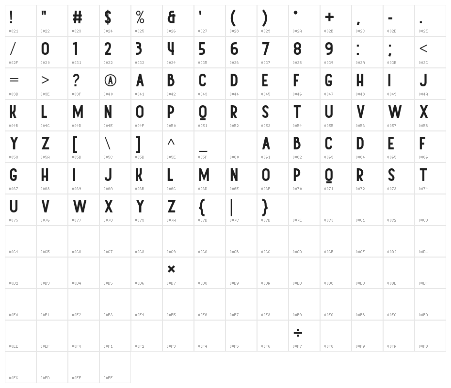 Canterpids-Sans Character Map