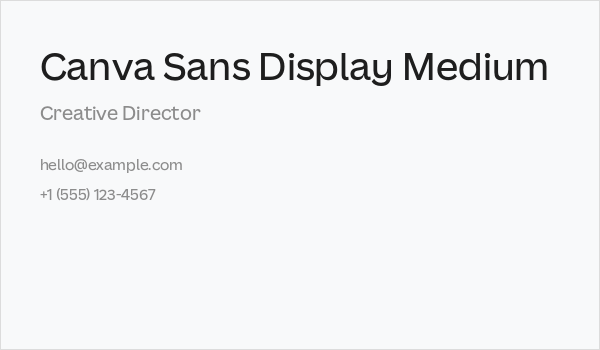 Canva Sans Display Medium Business Card