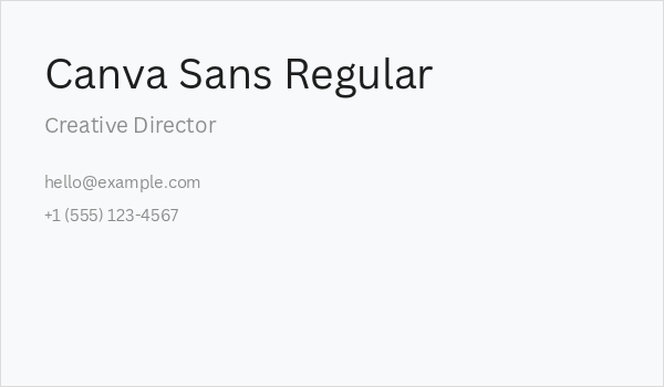 Canva Sans Regular Business Card