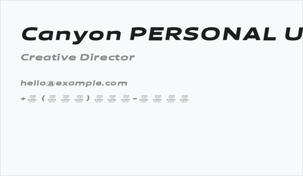 Canyon PERSONAL USE ONLY Black Italic Business Card