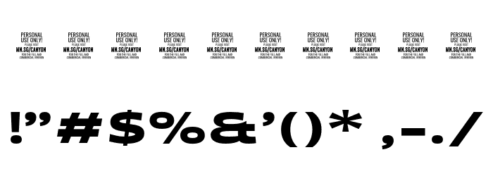 Canyon PERSONAL USE ONLY Black Font OTHER CHARS