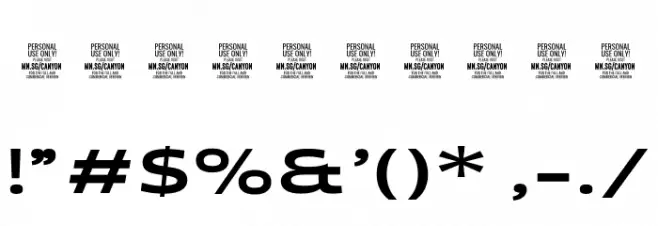 Canyon PERSONAL USE ONLY Bold Font OTHER CHARS