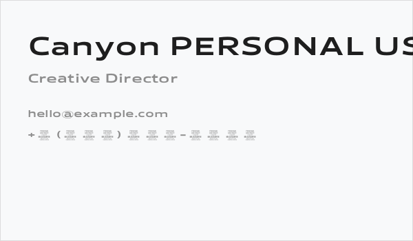 Canyon PERSONAL USE ONLY Bold Business Card