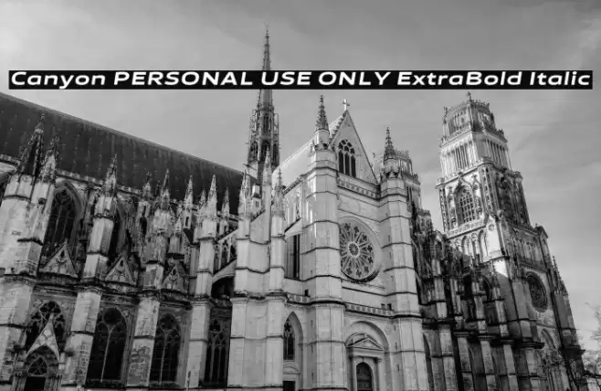 Canyon PERSONAL USE ONLY ExtraBold Italic Font examples