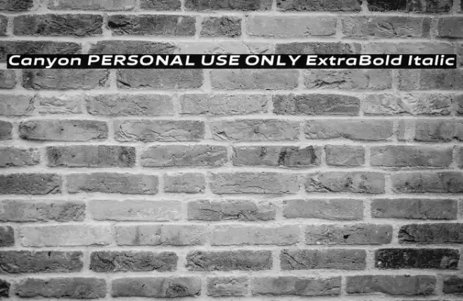 Canyon PERSONAL USE ONLY ExtraBold Italic Font examples
