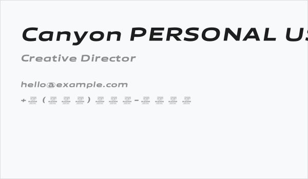 Canyon PERSONAL USE ONLY ExtraBold Italic Business Card