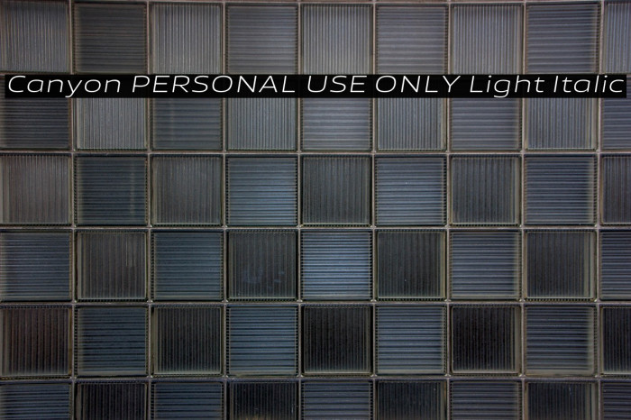 Canyon PERSONAL USE ONLY Light Italic Example 1