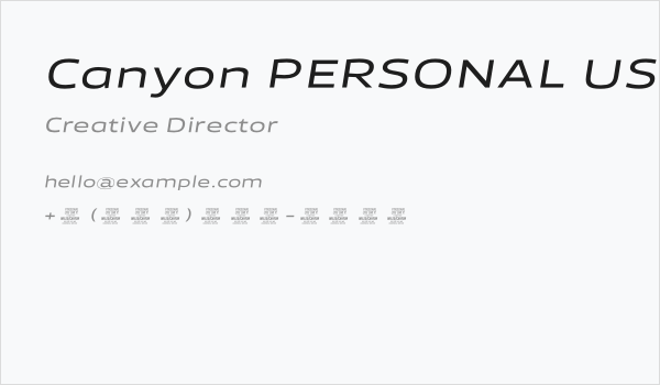 Canyon PERSONAL USE ONLY Medium Italic Business Card