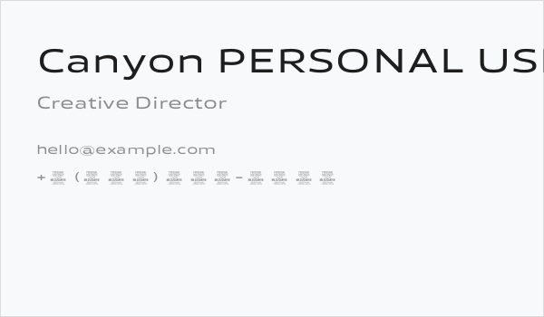 Canyon PERSONAL USE ONLY Medium Business Card