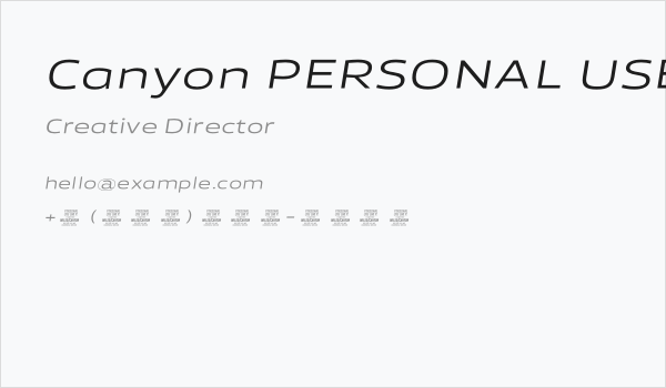 Canyon PERSONAL USE ONLY Regular Italic Business Card