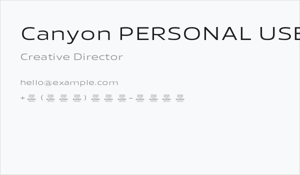 Canyon PERSONAL USE ONLY Regular Business Card