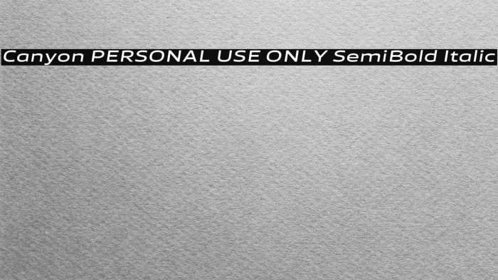 Canyon PERSONAL USE ONLY SemiBold Italic Example 1