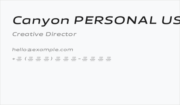 Canyon PERSONAL USE ONLY SemiBold Italic Business Card