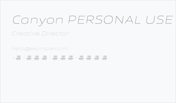 Canyon PERSONAL USE ONLY Thin Italic Business Card