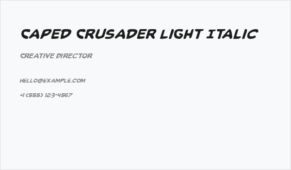 Caped Crusader Light Italic Business Card